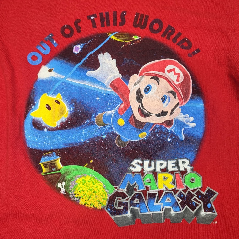Super Mario Galaxy T Shirt‎ Boys 10 12 L Youth Large Red Graphic Nintendo 2008